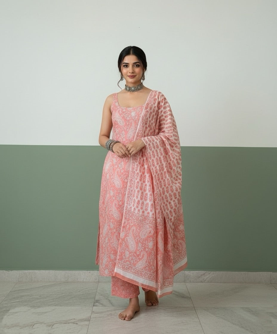Cotton Pink Charm Kurta Set