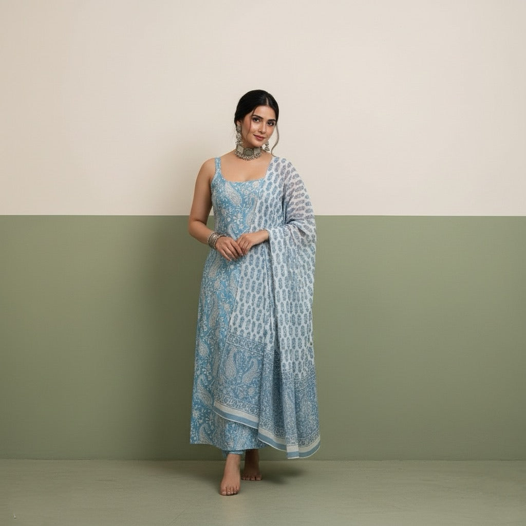 Blue Breeze Cotton Kurta Set
