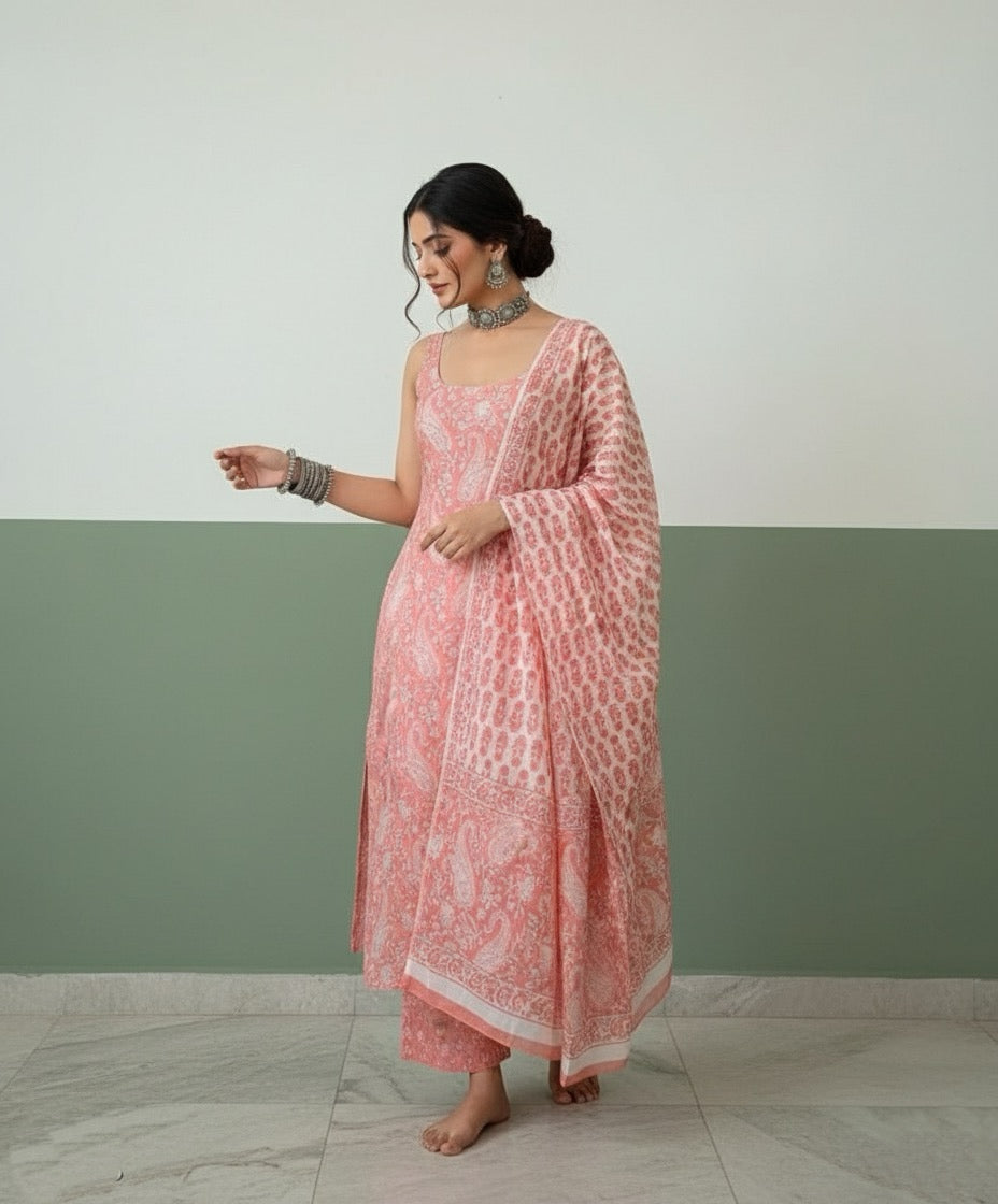 Cotton Pink Charm Kurta Set